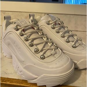 Fila Disruptor white with pearls size 7.5